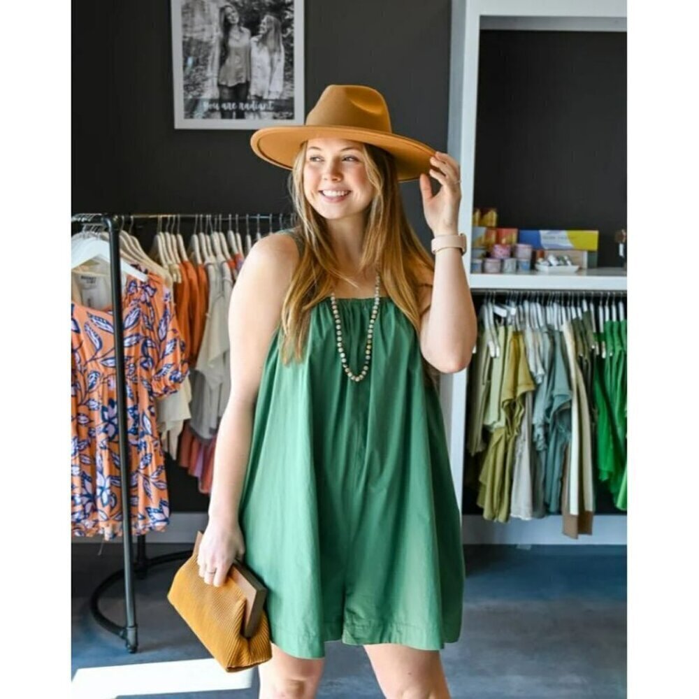 Poppy Love Wide Leg Romper in Pacific Green - Picture 6 of 10